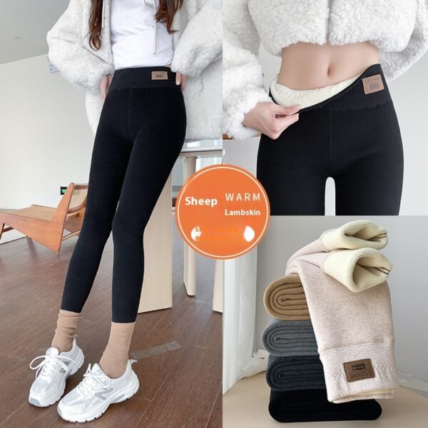 Women's Winter Fleece-lined Extra Thick Lambswool Cotton Leggings - Image 5