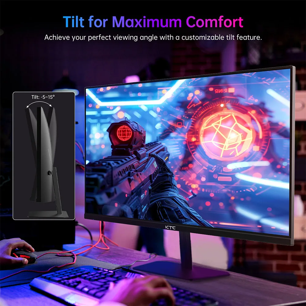 KTC H24F8 Gaming Monitor, 23.8'' 1920*1080 16:9 Fast IPS Screen, 180Hz Refresh Rate, 1ms Response Time, 1000:1 Contrast Ratio