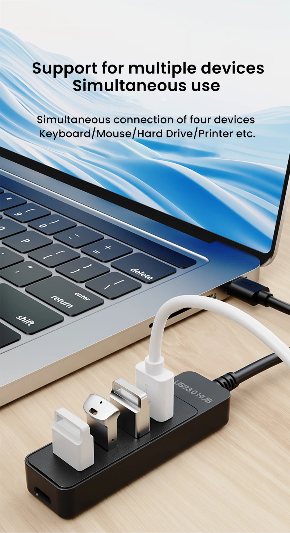 USB 3.0 Power Adapter 4 Port Multi USB Splitter Hub USB Hub 2.0 Type C HUB Multiple Expander High Speed For Computer Accessorie