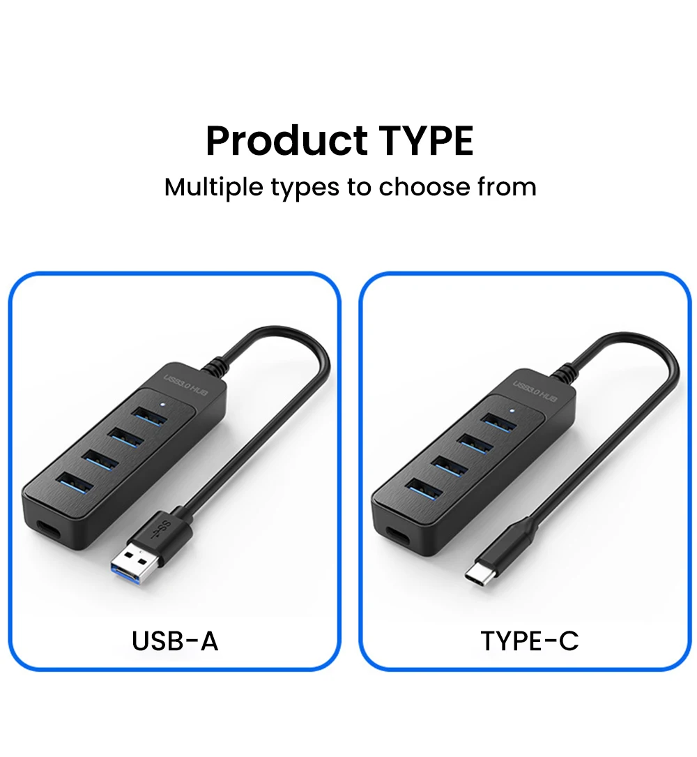 USB 3.0 Power Adapter 4 Port Multi USB Splitter Hub USB Hub 2.0 Type C HUB Multiple Expander High Speed For Computer Accessorie