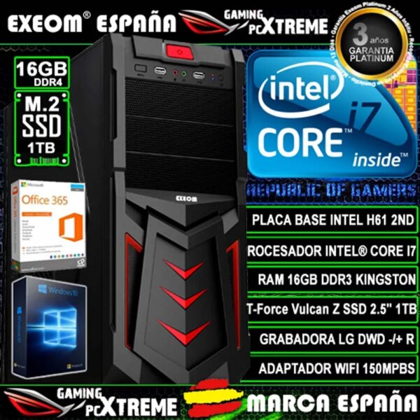 Computer Gaming Pc Intel Core i7 16GB SSD 1TB Wifi desktop