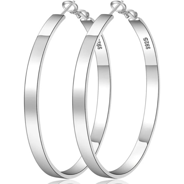 925 Silver Needle Hoop Earrings for Women Hypoallergenic Lightweight Large Silver Earrings Big Hoops Jewelry Gifts（40/50/60mm）