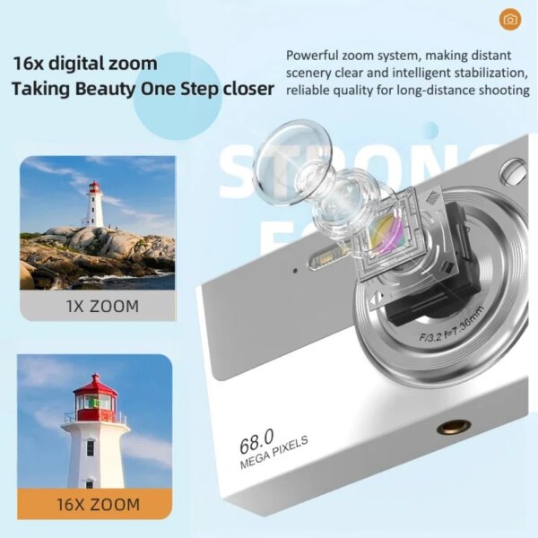 4K Digital Camera with App Wi-Fi Transmit Cam 68MillionPixels DualLens 16×Zoom Travel Selfie Flash  Camera Autofocus Photography - Image 5