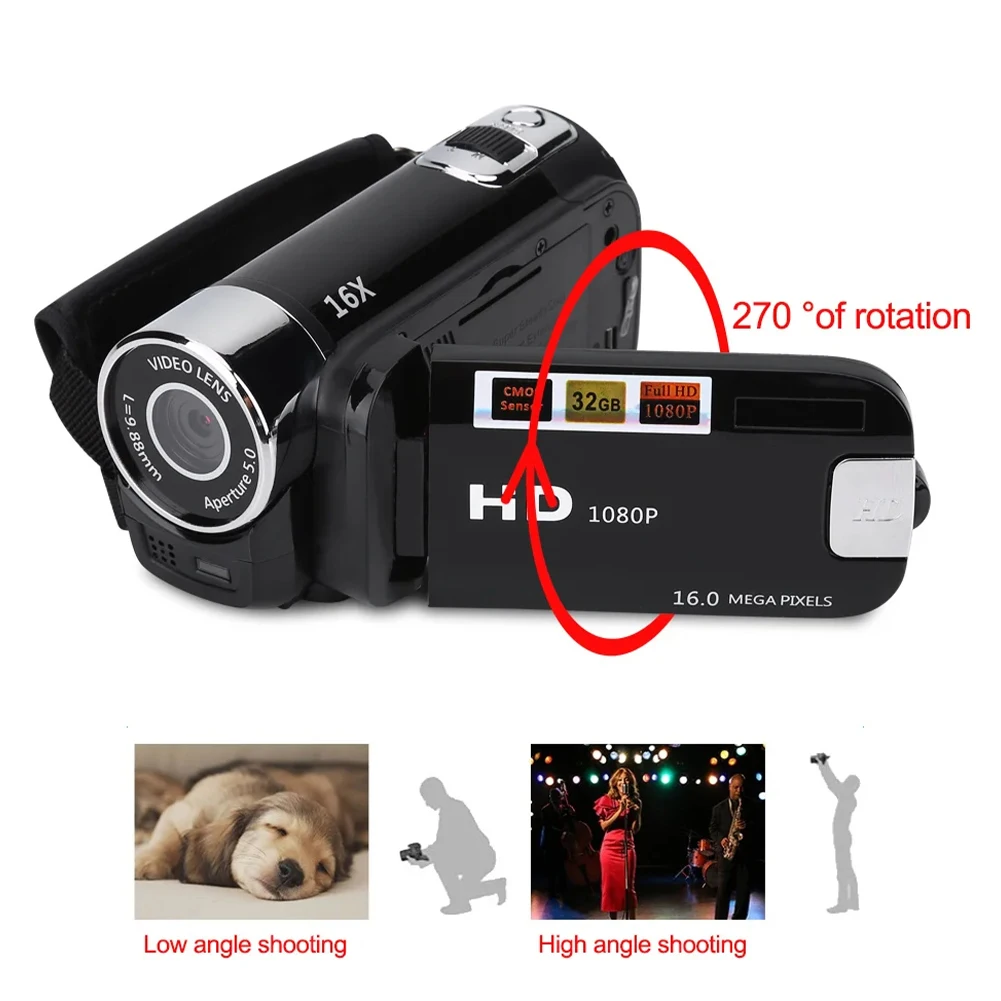 1080P Full Hd 16MP DV Camcorder Digital Video Camera 16M 16x Optical Zoom Camera for Videos Shooting Recording Camera