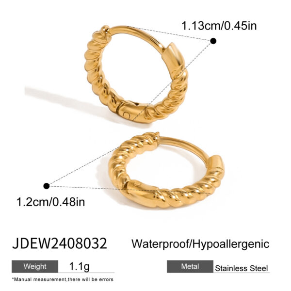 Stainless Steel 18K Gold Twist Weave Geometric Hollow Ear Stud - Image 3