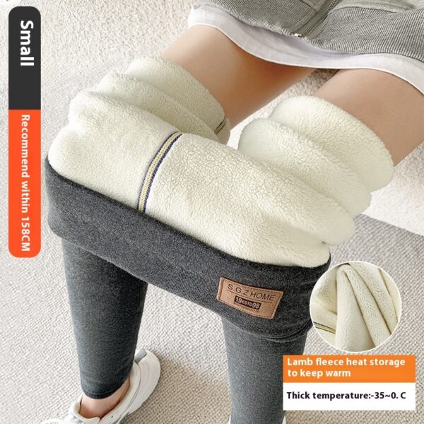 Women's Winter Fleece-lined Extra Thick Lambswool Cotton Leggings - Image 4