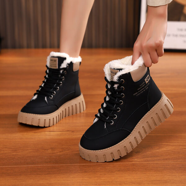 Ins Lace-up Snow Boots Winter Warm Fleece Flat Shoes For Women Fashion Casual Plush Ankle Boot - Image 8