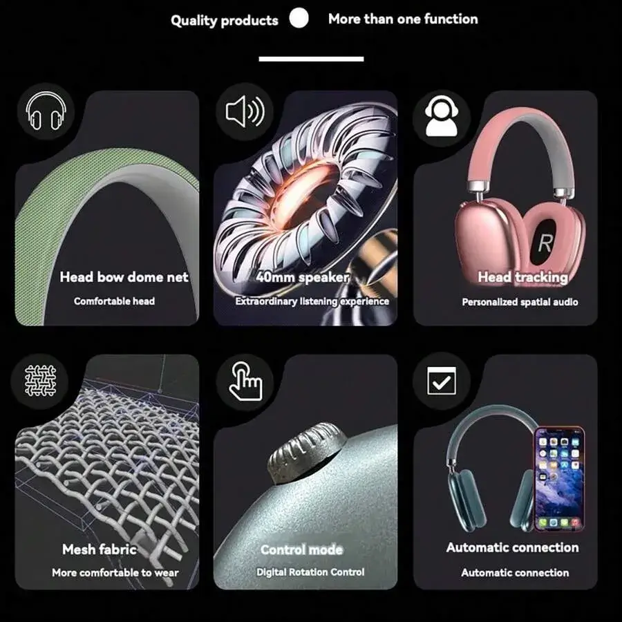 Auriculares Hi-Fi Bluetooth con orejeras transpirables y estilo moderno